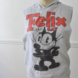 Tops - Grey Vintage Felix the cat sleeveless hoodie Tops - Grey Vintage Felix the cat sleeveless hoodie